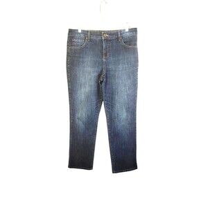 Bandolino Jeans Women's 12P Mandie Zip Straight Leg 5 Pocket Stretch Medium Wash